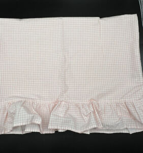 JCPenney PILLOWCASE Gingham Check Ruffled Pink White Percale Cottage Free Ship