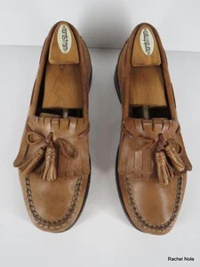 Zapatos mocasines Johnston Murphy talla 8 M para hombre cuero bronceado borla kiltie - Imagen 1 de 9