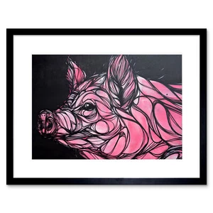 Graffiti Schwein Ferkel Straße Kunstplakat Gerahmter Kunstdruck 18x23 cm - Bild 1 von 21