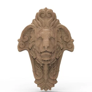 Lion Head Sculpture Wall Art Decor Carved Plaque Center Piece Applique Detail - Picture 1 of 1