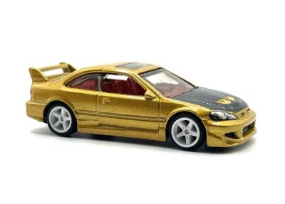 Hot Wheels Honda Civic SI (dorado) SUPER PERSONALIZADO con pilotos reales CAMBIO DE RUEDAS SUELTO Foto 1 de 4