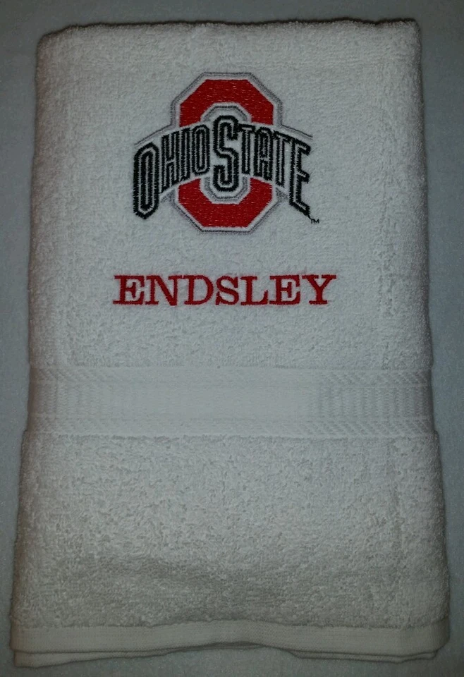 ИНДИВИДУАЛЬНОЕ ВЫШИТОЕ ПОЛОТЕНЦЕ ДЛЯ ВАННЫ ИЛИ ТРЕНАЖЕРНОГО ЗАЛА ШТАТА ОГАЙО ПЕРСОНАЛИЗИРОВАННОЕ - Изображение 1 из 1