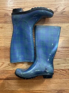 Vintage UGG Plaid Rubber Rain Boots B grade Soze 8 - Picture 1 of 8
