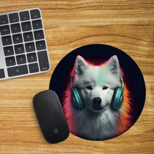 Samoyed Dog Round Mouse Mat Pad Funny Computer PC Laptop Gift Gaming - Picture 1 of 1