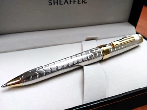 Sheaffer Prelude Signature Silver Plate Snakeskin Engraved Ballpoint Pen - Picture 1 of 8