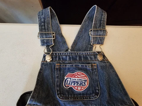 Kids Reebok NBA Los Angeles Clippers Denim Jean Overalls Toddler Sz 3T Vintage Cover