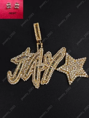 Mens Custom Name 2'' Pendant Certified Natural Diamond Christmas Gift 925 Silver - Image 1 of 4