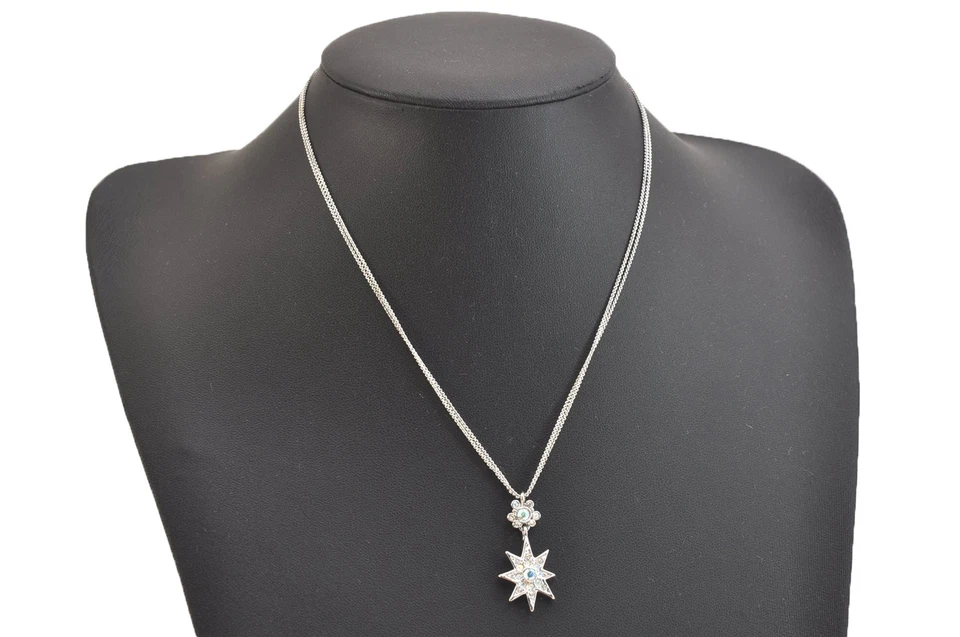 Auténtico collar colgante de cadena Christian Dior tono plata estrás CD 4706N Foto 1 de 4