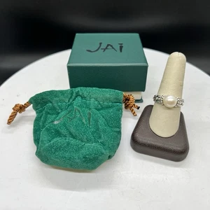 Anillo de perlas Jai By John Hardy de plata de ley de 10 mm talla 10 - Imagen 1 de 8