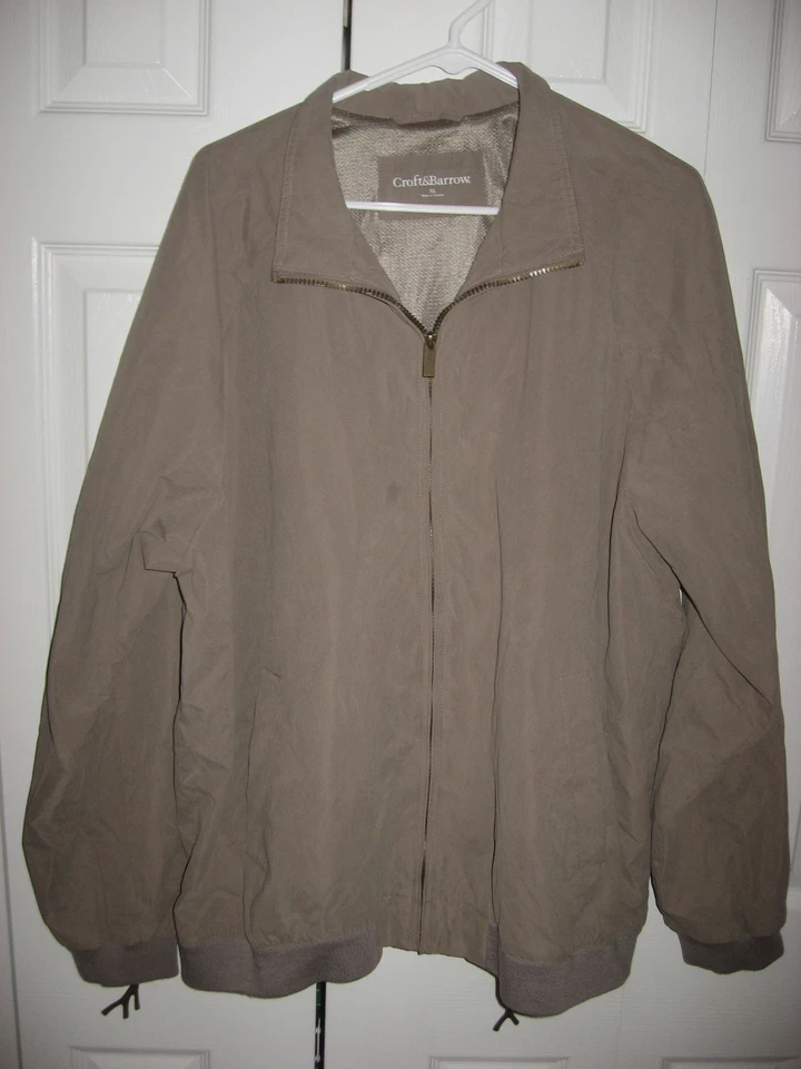 Chaqueta cortavientos para hombre gris tostado Croft & Barrow forrada con cremallera frontal XL Foto 1 de 1