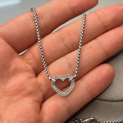 Auténtico collar colgante corazón diamante david yurman plata de ley Foto 1 de 4