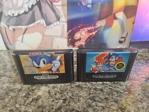 Lote Cartucho Videojuego Sonic the Hedgehog 1 Y 2 Sega Genesis - Imagen 1 de 2