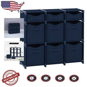 9 Cube Navy Organizer with Stylish Drawers - Modern Storage for Kids & Dorms - Picture 1 of 9
