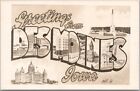 Vintage Des Moines Iowa Large Letter Postcard Rppc Photo / C1950s Unused