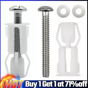 2X Toilet Seat Hinges Replacement Top Fix Nuts Screws Washers Fitting Kits - Picture 1 of 12
