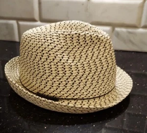Gap Woven Beige Black Fedora Summer Hat Size Medoum - Picture 1 of 9