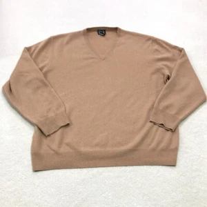 Jos. A. Bank Sweater Mens Large Beige Cashmere V-Neck Classic Neutral Grandpa - Picture 1 of 15