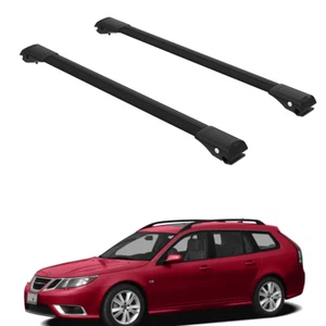 Roof Rack Cross Bars to Saab 9-3 Estate/Wagon 2005-2011 Black Set 2 Pcs - Bild 1 von 18
