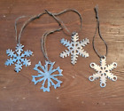 Lot of 4 Unique Christmas Ornaments Snowflakes Metal ~ Handmade?