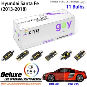 11 Blubs LED Interior Dome Light Kit Cool White For 2013-2018 Hyundai Santa Fe - Picture 1 of 8