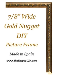 DIY CUSTOM CUT 7/8" WIDE Gold Nugget Wood Picture Frame Moulding - Picture 1 of 3