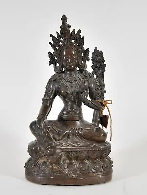 Antique Bronze Figure Of The Green Tara Goddess, 18th Century • 4,167.59€