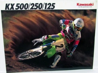 1992 Kawasaki KX 500 250 125 Motorcycle Sales Brochure KX500 E4 KX250 & KX125 J1 — 第 1/3 张图片