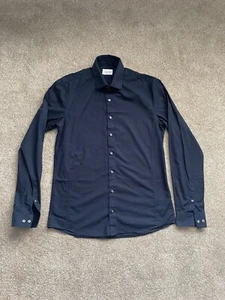 Mens Calvin Klein extra Slim Fit Navy Button Down Shirt 15.5 39 #251 - Picture 1 of 9