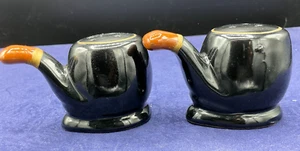 Vintage Cigar Pipe Smoking Tobacco Black Novelty Salt & Pepper Shakers - Picture 1 of 6