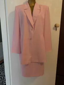 Designer Anthea Crawford Vintage Pink Suit Jacket Skirt Fully Lined Size 18 - Picture 1 of 24