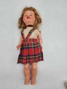 Vintage Roddy Doll with Plaid Dress Made in England Blinking Eyes    T31 - Picture 1 of 10