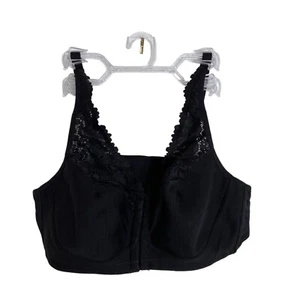 Delimira Sz 38B Bra Front Closure Full Coverage Unlined Soft Cup Black Lace NWT - Picture 1 of 12