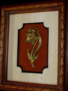 Bellissima decorazione da parete floreale vintage ottone metallo incorniciata Kramer CO Chicago - Foto 1 di 10