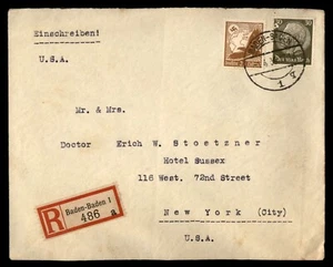 Mayfairstamps Germany 1930s Baden Baden to New York Registered cover aar_87363 - Picture 1 of 2