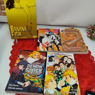 5X Mixed Manga lot Collection Viz Media Demon Slayer Given Claymore Banana Fish - Image 1 of 4