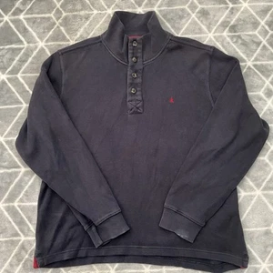 Musto Navy Blue Button Up Pullover Jumper Men’s Large Mark On Sleeve - Picture 1 of 8