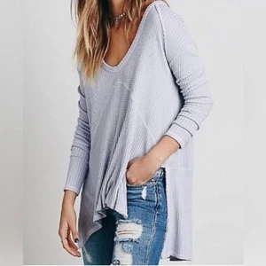Free People We The Free Sunset Park Thermal Waffle Knit Shirt Top Women's Size S - Picture 1 of 10