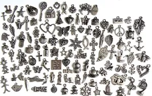 110 Breloques _ LOT MIX DIVERS arg de 11 à 29 mm _ Perles charms création bijoux - Picture 1 of 1