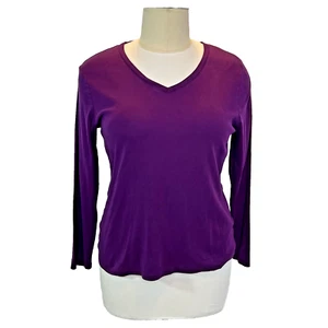 Merona - Damen 2X Langarmshirt Deep Purple V-Ausschnitt Baumwolle - Bild 1 von 9