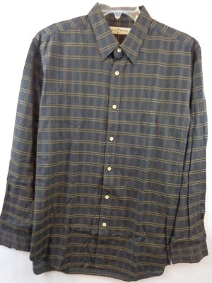 Camisa de vestir Tommy Bahama para hombre L negra marrón manga larga 100 % algodón Foto 1 de 4