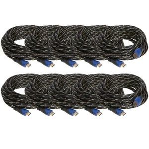 10 pcs 30 ft HDMI 4K Gold Cable HDTV 60HZ Gaming Streaming PS4 Xbox High Speed - Picture 1 of 3