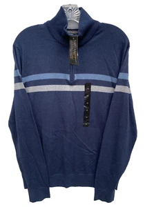 Banana Republic Sweater Mens Medium Blue with Stripes 1/2 Zip MSRP $70 NWT - Picture 1 of 8