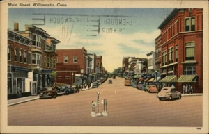 Willimantic,CT Main Street Windham County Connecticut Postcard - Picture 1 of 2
