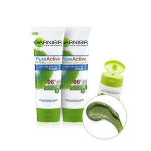 2 x GARNIER Skin Natural Pure Active MATCHA Pollution Oil Deep Clean Foam 100 ML - Picture 1 of 4