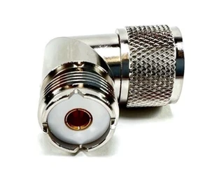 1 Stück Adapter rechter Winkel UHF-Stecker auf UHF-Buchse Delrin Isolierung Gold Pin - Bild 1 von 5