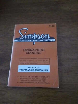  Simpson Operator's Manual Model 5723 Temperature Controller - Image 1 of 4