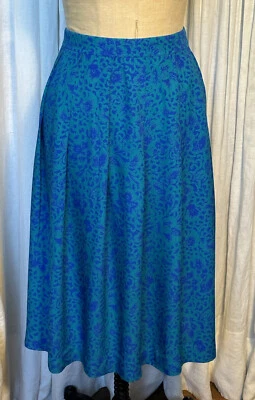 Falda midi Pendleton vintage para mujer turquesa/azul plisada rayón talla 16 usada Foto 1 de 4