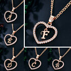 Women 26 A-z Alphabet Letter Love Heart Crystal Pendant Necklace Choker Jewelry
