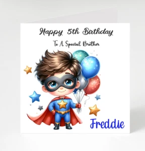 Personalisierte Jungen Superheld Geburtstagskarte, Karte für Sohn, Enkel, Neffe - Bild 1 von 5