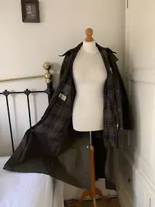 Barbour Classic Burghley Wax Ladies Full Length Coat Khaki Country UK12 - Picture 1 of 17